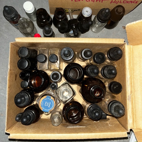40+ Glass Apothecary bottles Amber Green Blue Clear Dropper Vials Small UPCYCLE - Picture 11 of 11